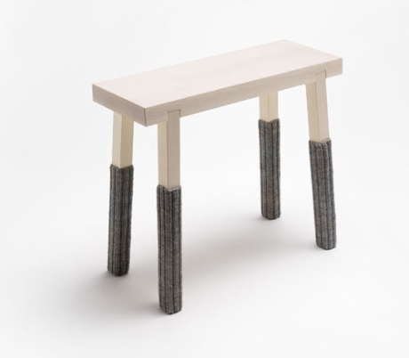 For when it gets wintry again/ Bench with legwarmers from Side by Side, a not for profit German company