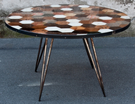 Hexagon parquet table from Controprogetto